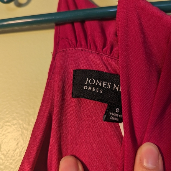 JONES New York Fuschia pink halter ruched dress gunmetal metallic hardware - Picture 7 of 8